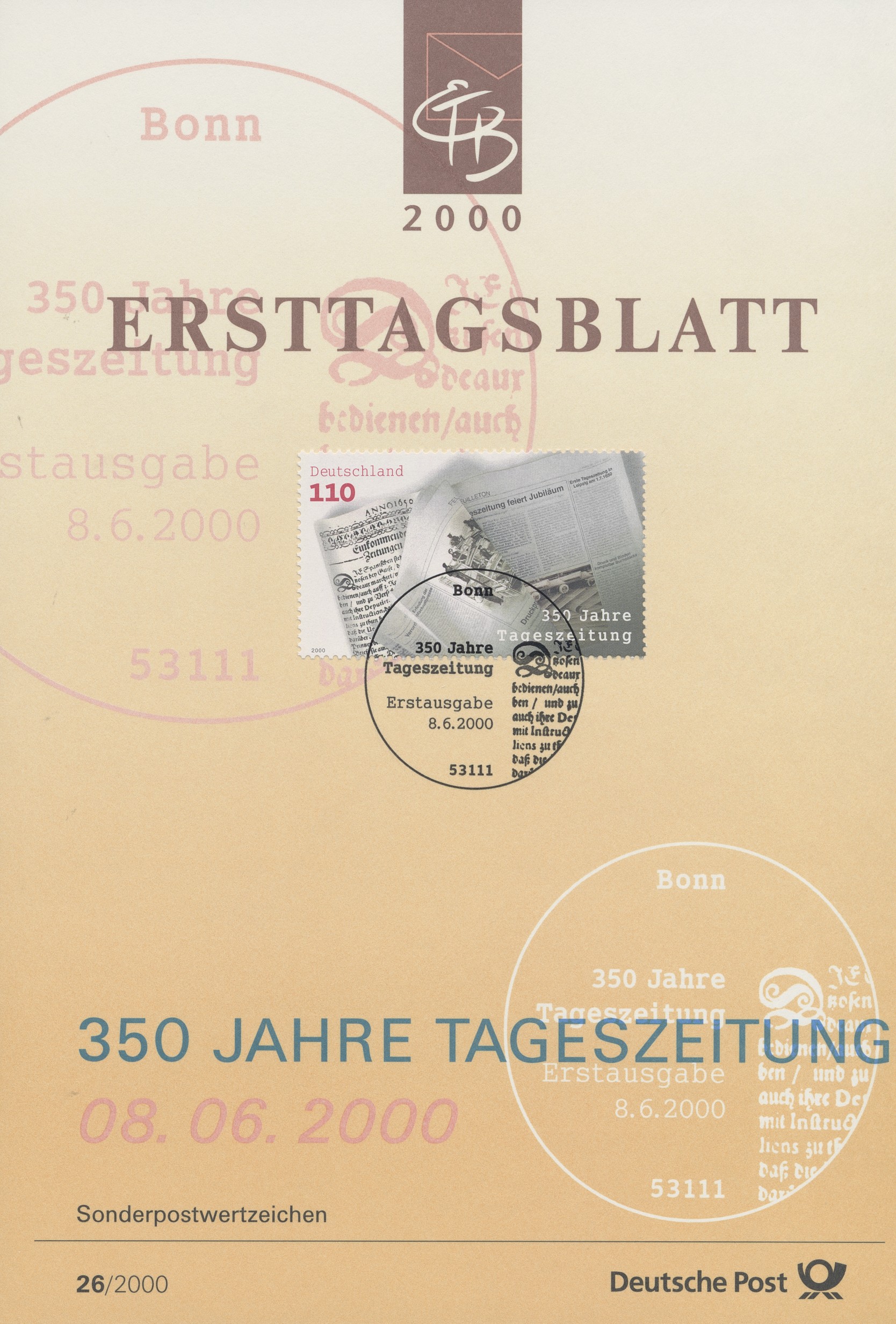 BRD Ersttagsblätter Jahrgang 2000