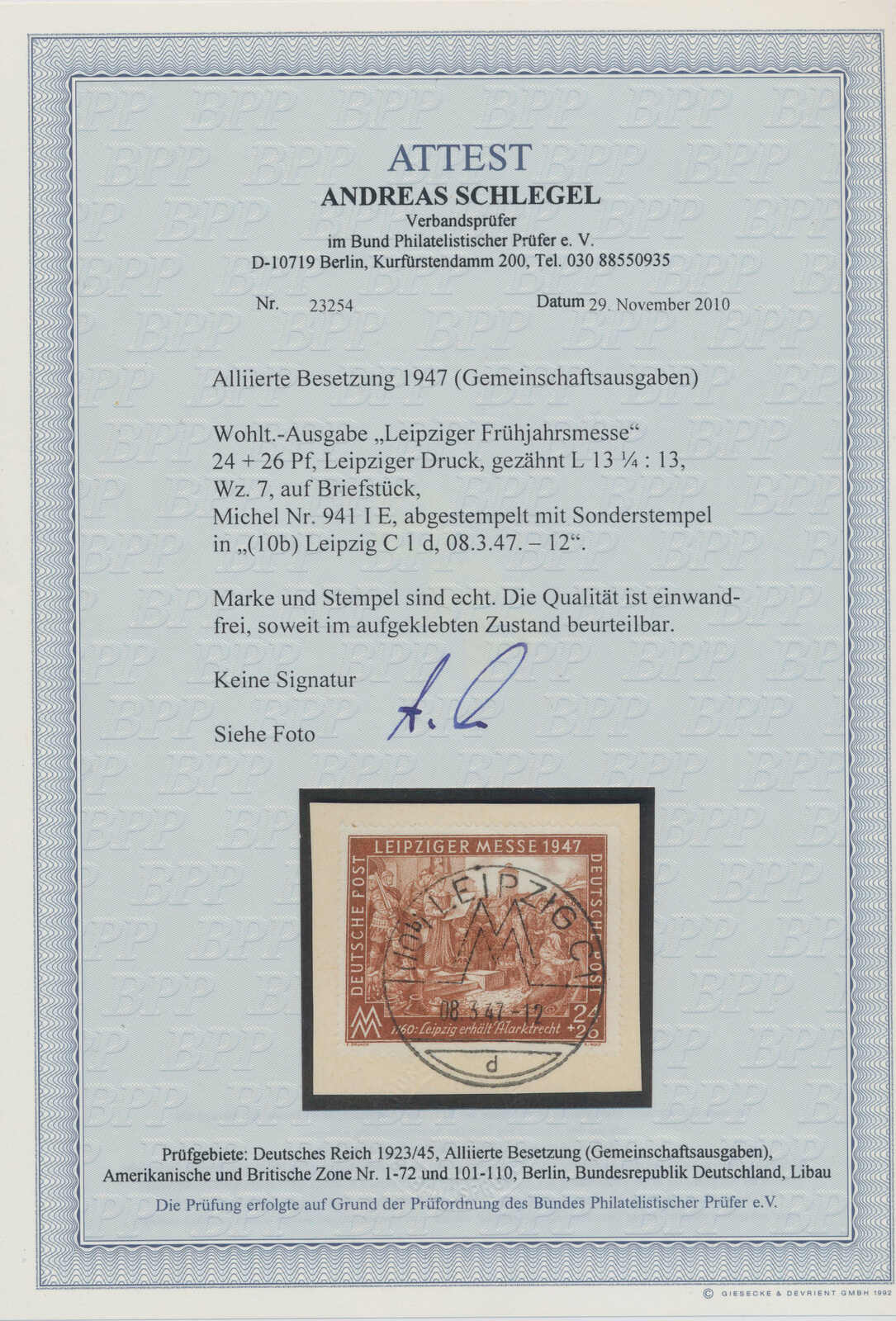 ALL.BES. 1947 MiNr. 941 I E