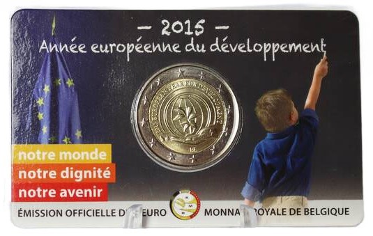 BELGIEN 2 Euro 2015 Coincard Europäisches Entwicklungsjahr