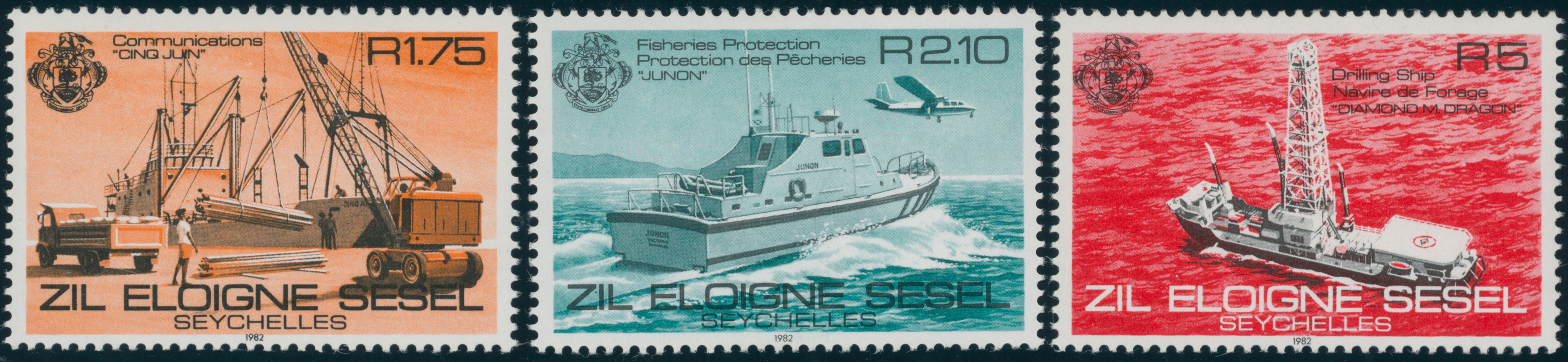 SEYCHELLEN-ÄUßERE SEYCHELLEN 1982 MiNr. 33-35