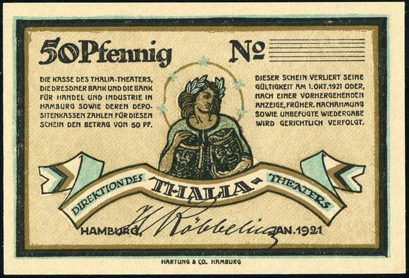 Hamburg 1920 Thalia Theater 557.1 50 Pfg.