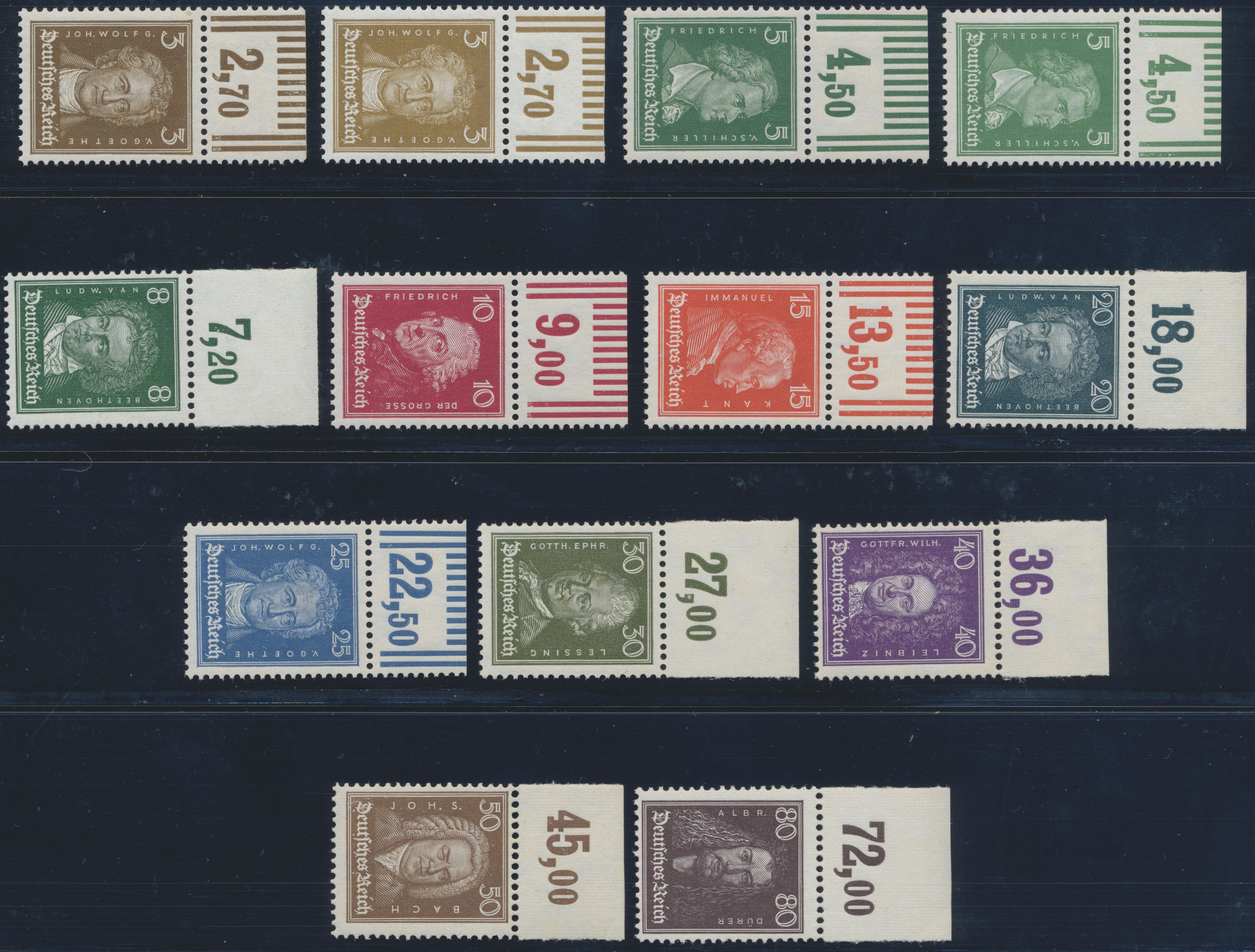DEUTSCHES REICH 1926/1927 MiNr. 385-397 P/W Oberrand