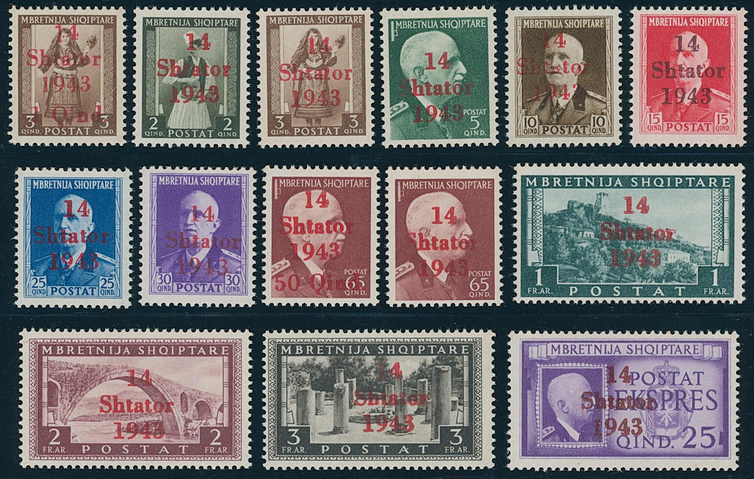 ALBANIEN 1943 MiNr. 1-14 tadellos postfrisch ALBANIEN 1943 MiNr. 1-14 tadellos postfrisch