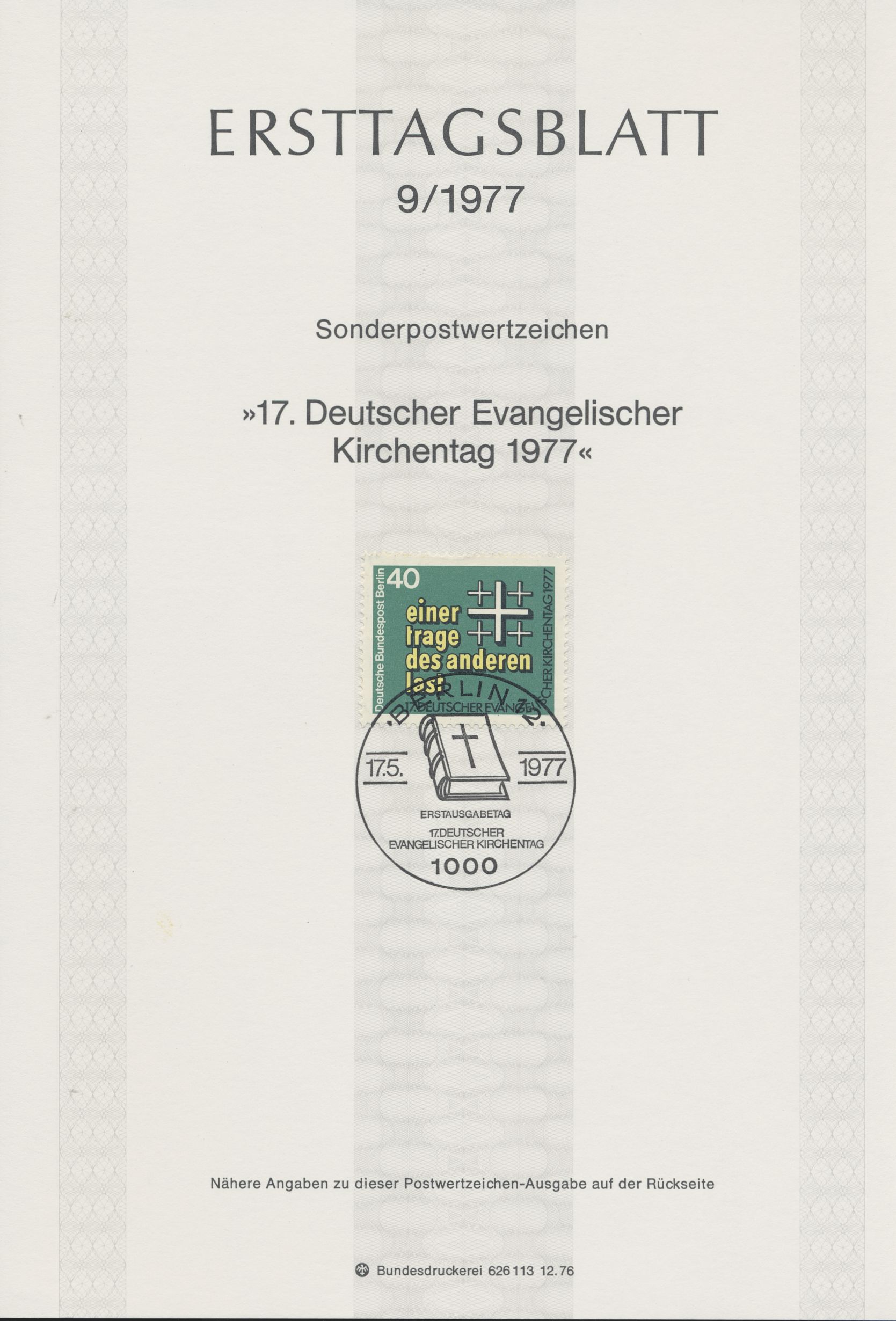 Berlin Ersttagsblätter Jahrgang 1977