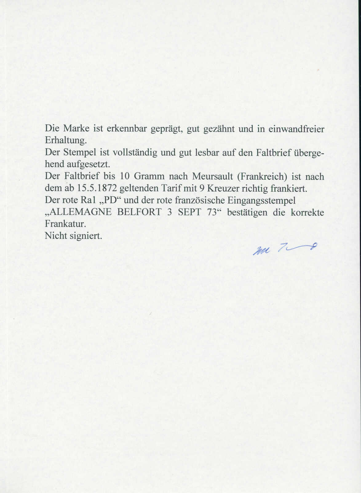 DEUTSCHES REICH 1872 MiNr. 27 a auf Auslandsbrief nach Frankreich