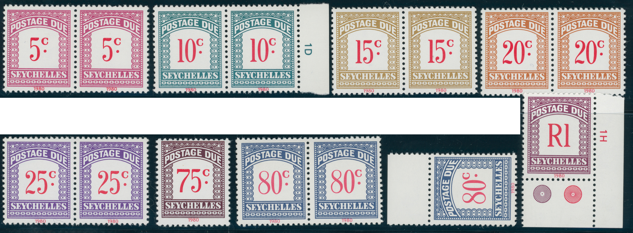 SEYCHELLEN PORTOMARKEN 1980, MiNr. 11-18