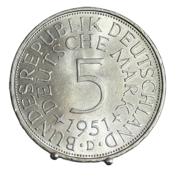 BRD 5 DM Silberadler 1951 D, Jaeger 387