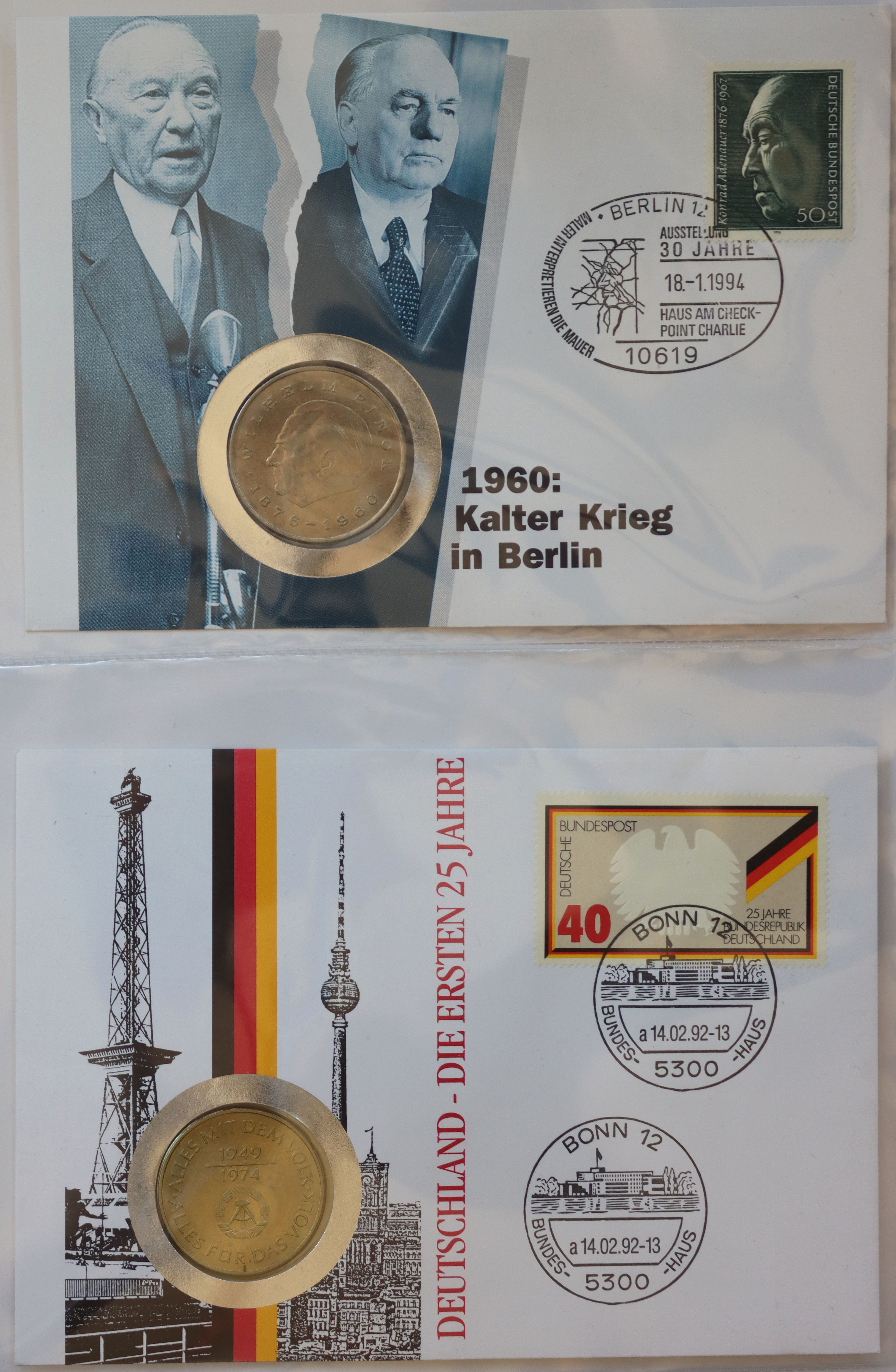 DDR 1984-1995 Sammlung mit 21 Numisbriefen mit DDR Gedenkmünzen