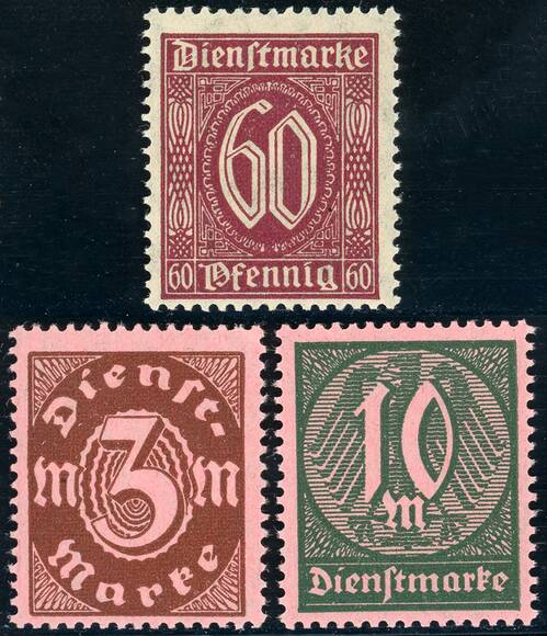 DR DIENST 1922 MiNr. 66-68