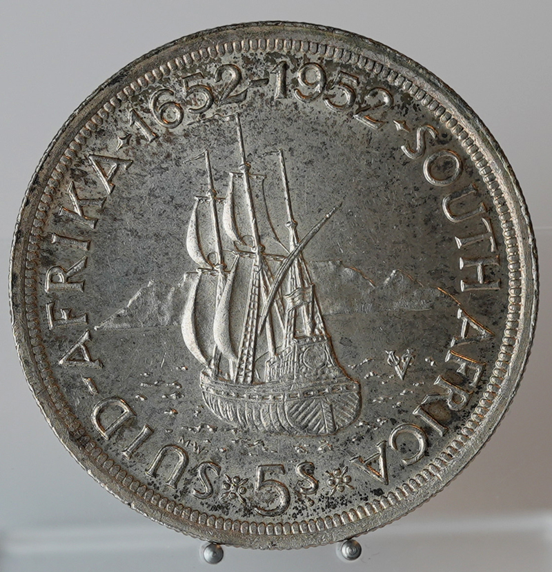 SÜDAFRIKA 5 Shillings Silber 1952 Segelschiff Dromedaris