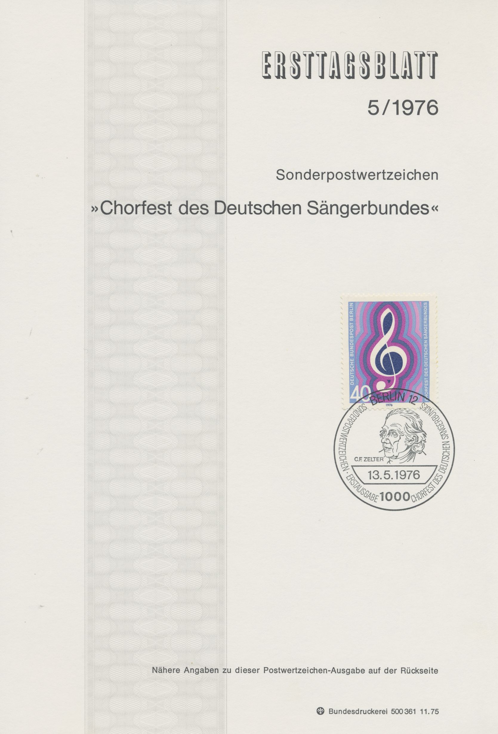 Berlin Ersttagsblätter Jahrgang 1976