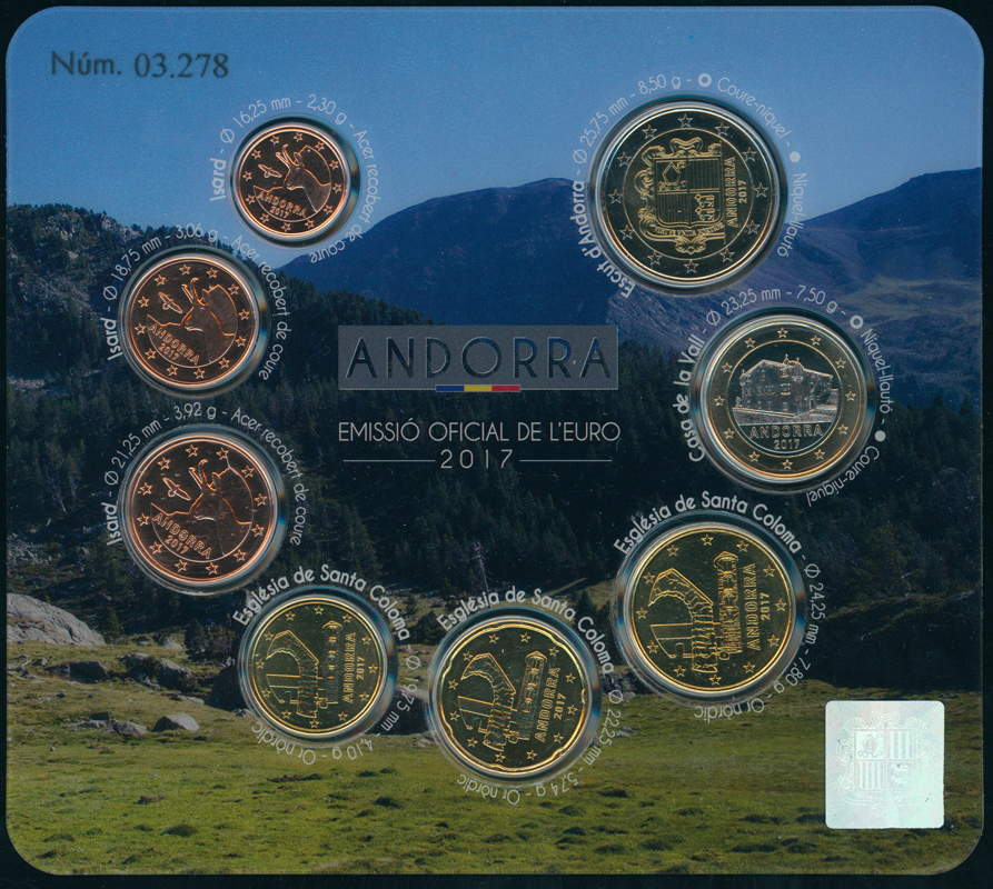 ANDORRA 2017 offizieller Kursmünzensatz