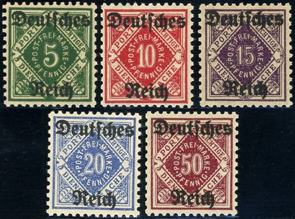 DR DIENST 1920 MiNr. 52-56 DR DIENST 1920 MiNr. 52-56