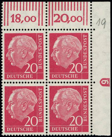 BRD 1954 MiNr. 185 x W DZ Druckerzeichen '6' negativ