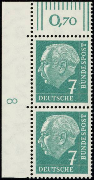 BRD 1954, MiNr. 181 x W DZ Druckerzeichen '8' positiv