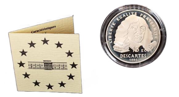 FRANKREICH 100 Francs - 15 Ecu 1991 Descartes
