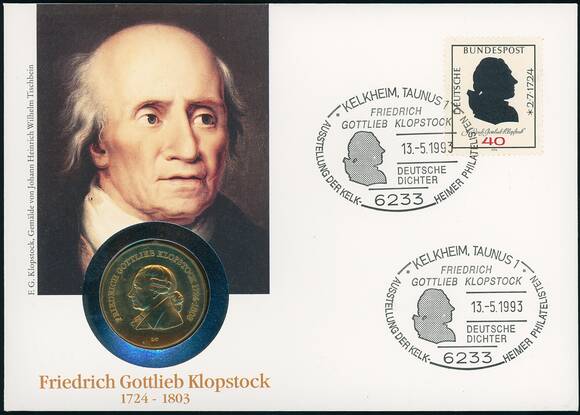 DDR/BRD 1978/1993 Numisbrief Friedrich Gottlieb Klopstock DDR/BRD 1978/1993 Numisbrief Friedrich Gottlieb Klopstock