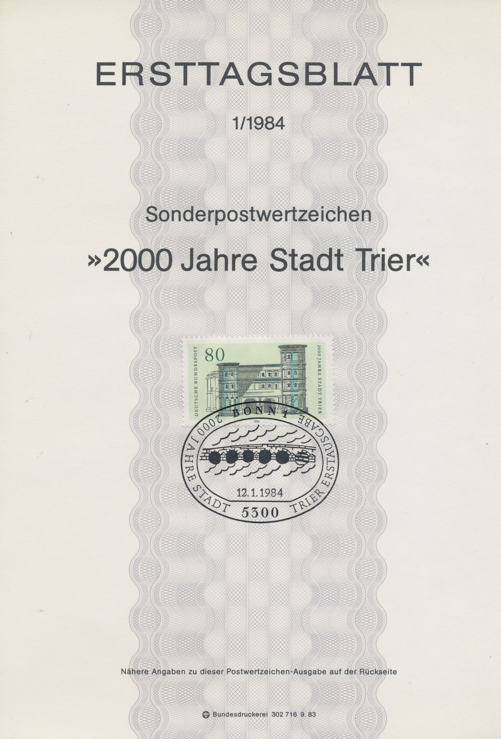 BRD Ersttagsblätter Jahrgang 1984