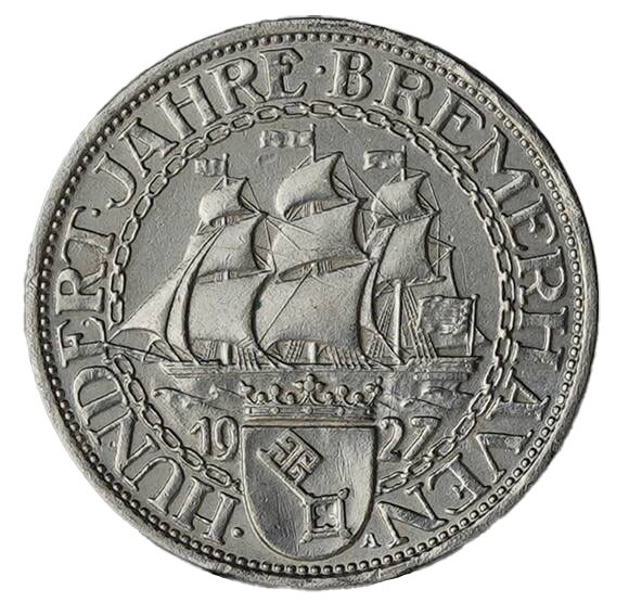 WEIMAR 3 Reichsmark 1927 A Bremerhaven