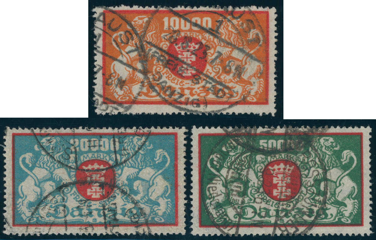 DANZIG 1923 MiNr. 147-149