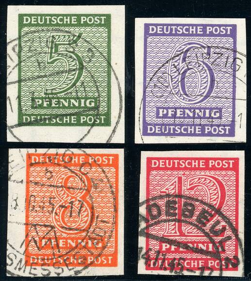 SBZ MiNr. 116-119 Y steigendes Wasserzeichen SBZ MiNr. 116-119 Y steigendes Wasserzeichen