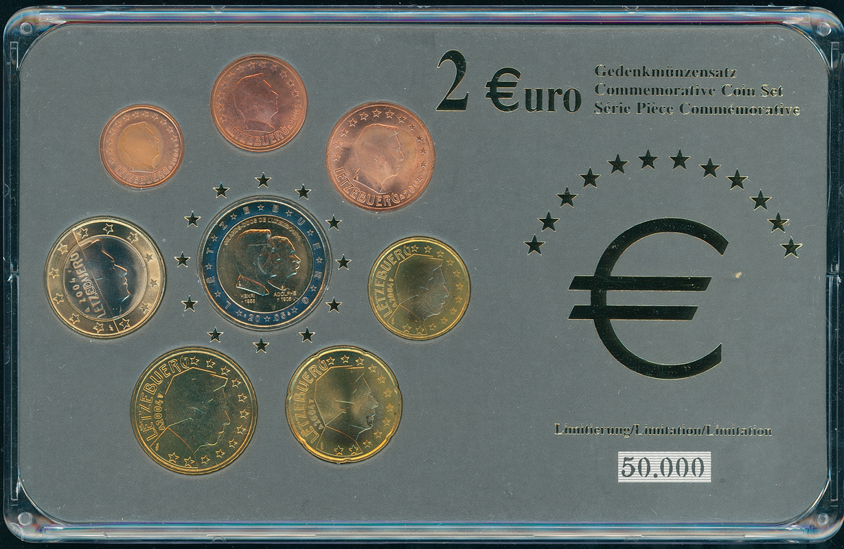 LUXEMBURG Gedenkmünzensatz mit 2 Euro 2005 Großherzöge Heinrich und Adolph