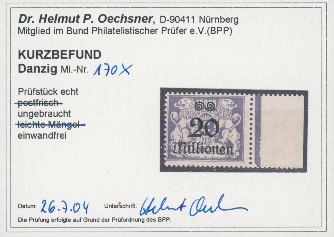 DANZIG 1923 MiNr. 170 X