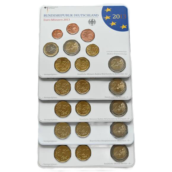 BRD 2013 Kursmünzsätze ADFGJ komplett BRD 2013 Kursmünzsätze ADFGJ komplett