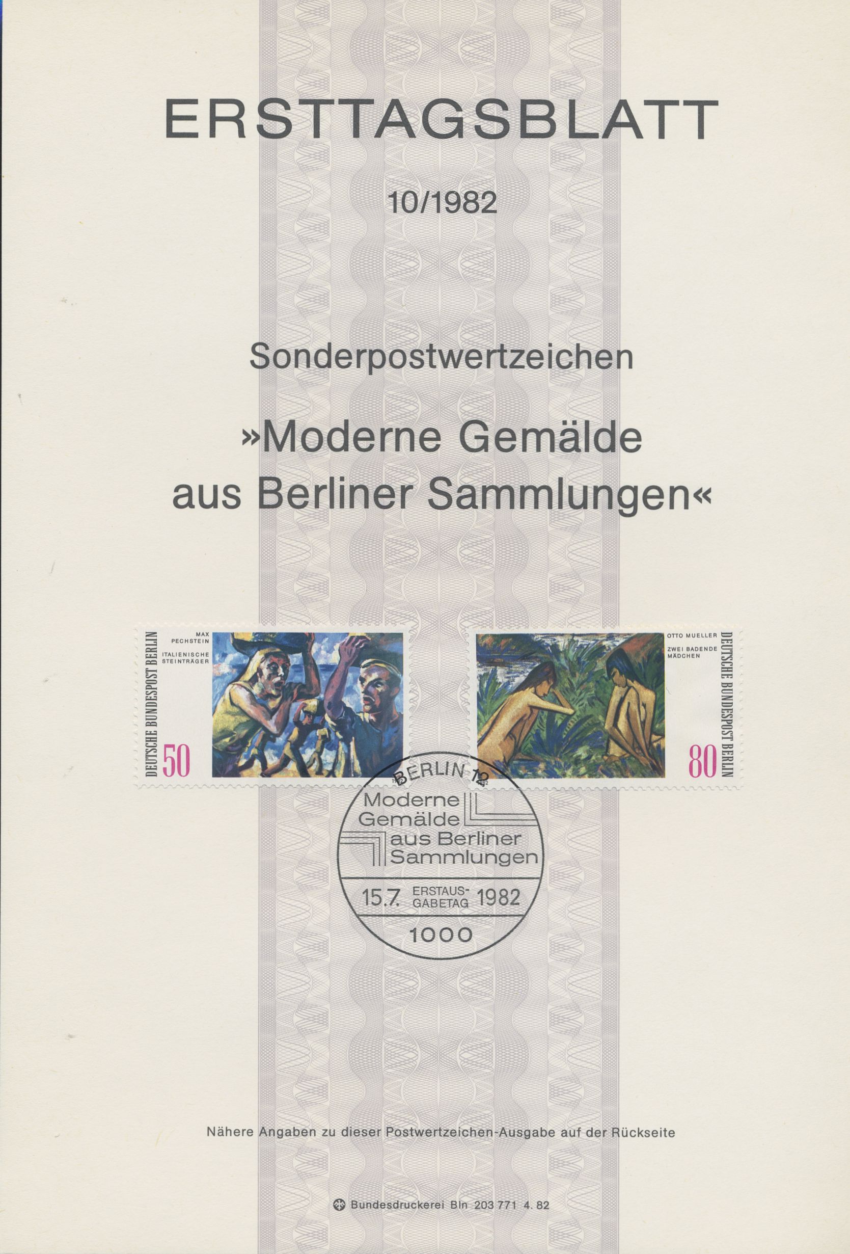 Berlin Ersttagsblätter Jahrgang 1982