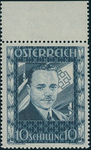 ÖSTERREICH 1936 MiNr. 588 Dollfuß Oberrand ÖSTERREICH 1936 MiNr. 588 Dollfuß Oberrand
