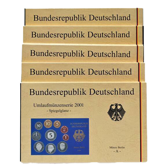 BRD 2001 Kursmünzsätze ADFGJ komplett
