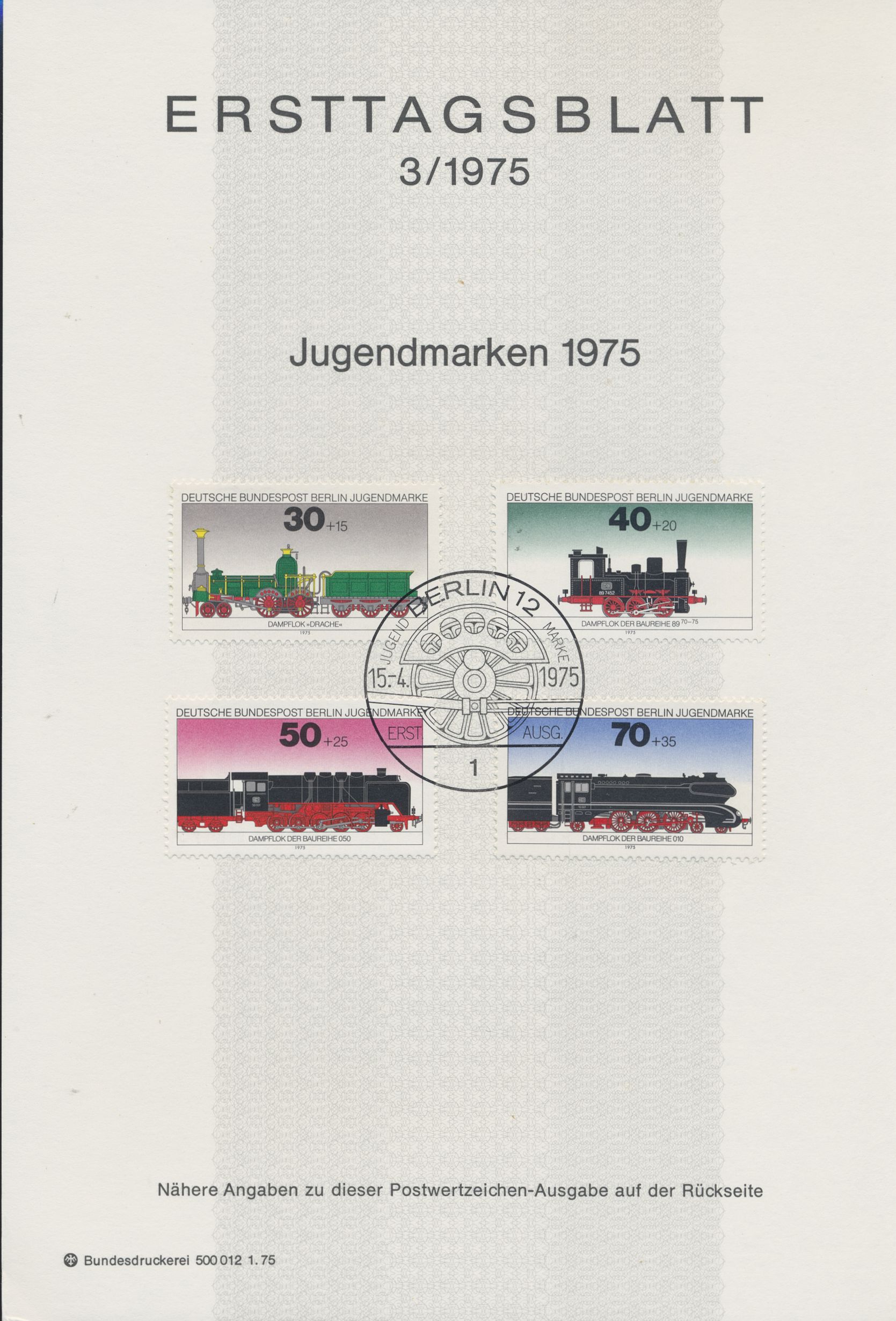 Berlin Ersttagsblätter Jahrgang 1975