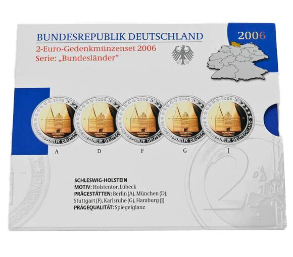 BRD 2006 Serie Bundesländer Schleswig-Holstein 5 x 2 Euro PP