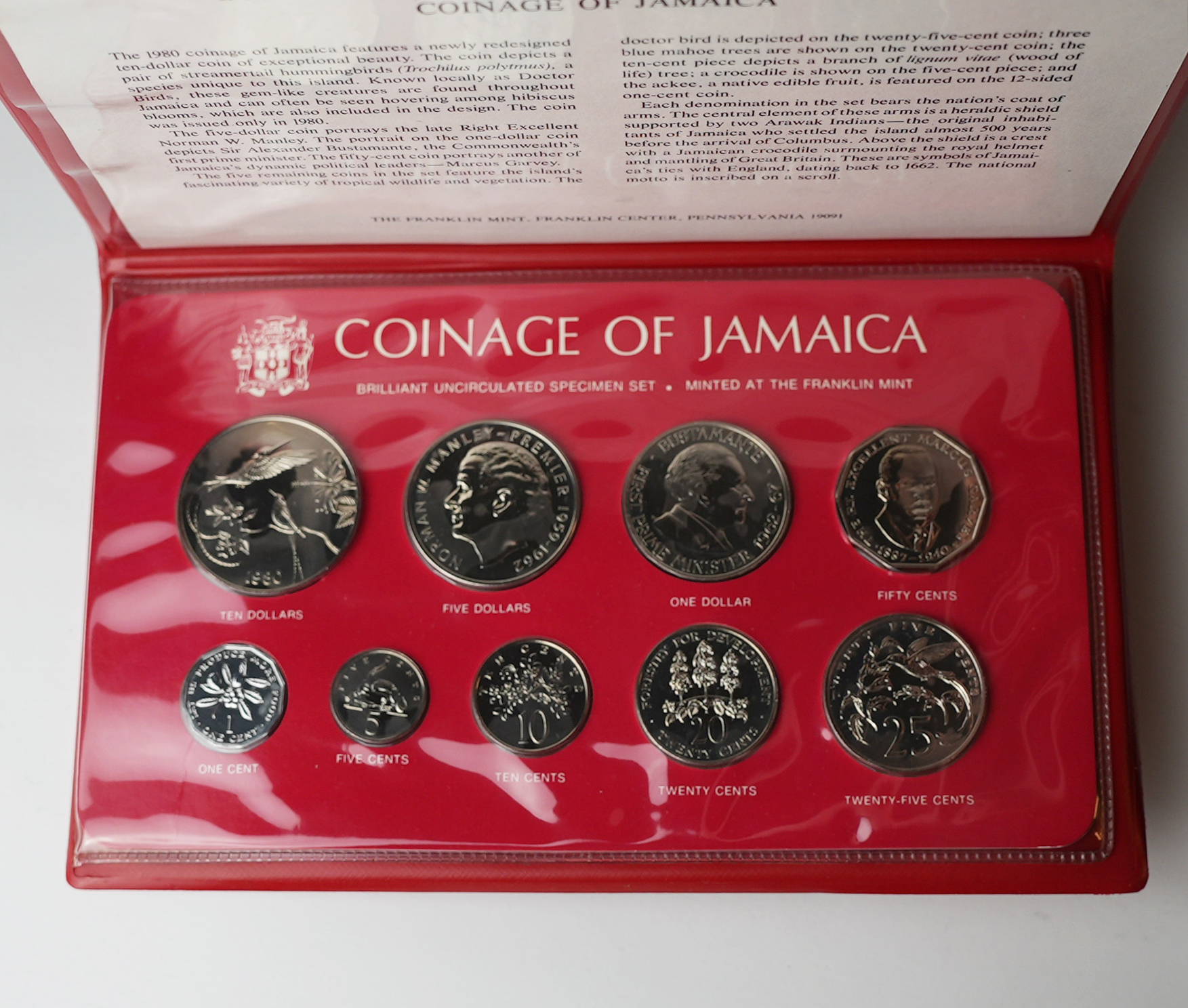 JAMAICA 1980 Brilliant Uncirculated Specimen Set coinage of Jamaica