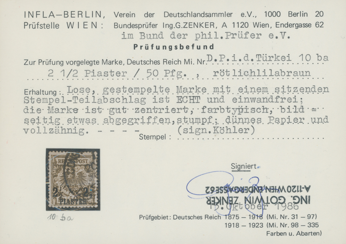 DP TÜRKEI 1889 MiNr. 10 ba