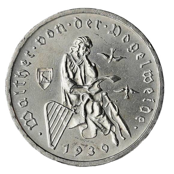 WEIMAR 3 Reichsmark 1930 A, Walther von der Vogelweide, Jaeger 344