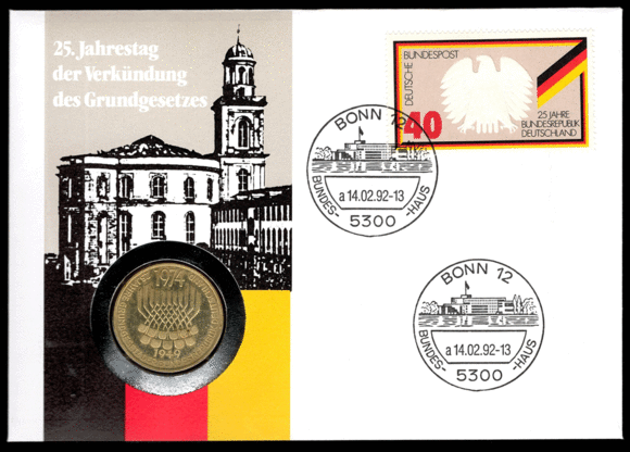 BRD 1974/1986 Numisbrief 25. Jahrestag der Verkündung des Grundgesetzes
