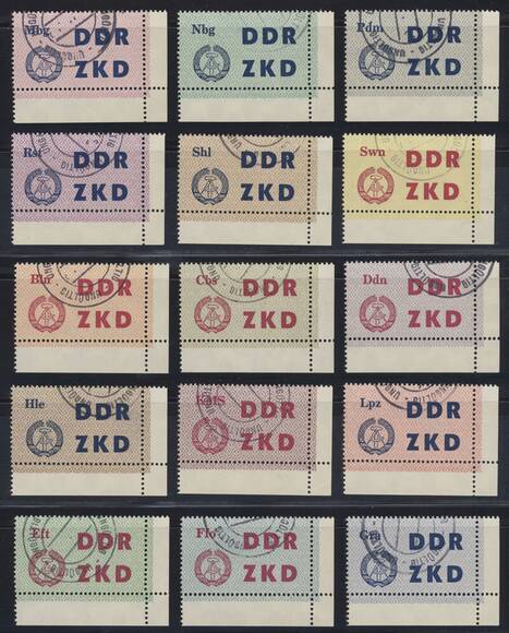 DDR-Dienst MiNr. C 1-15 Bogenecken