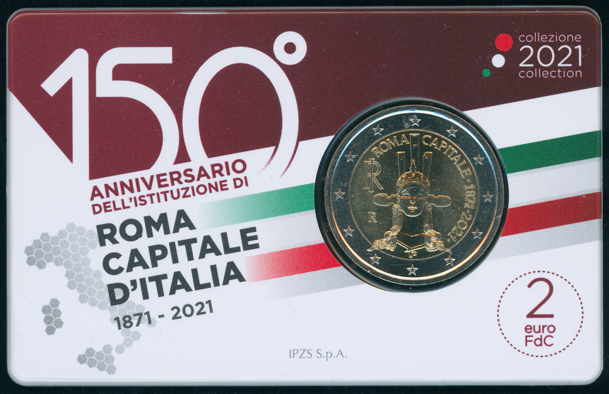 ITALIEN 2 Euro 2021 Rom als Hauptstadt Italiens Coincard