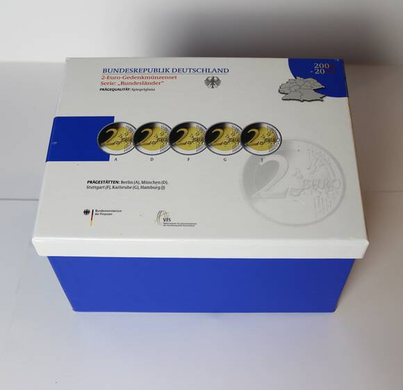 BRD 2006-2021, Serie Bundesländer, 16 Sets zu 5 x 2 Euro PP BRD 2006-2021, Serie Bundesländer, 16 Sets zu 5 x 2 Euro PP