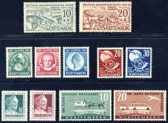FZ WÜRTTEMBERG MiNr. 38-39 und 44-52 tadellos postfrisch FZ WÜRTTEMBERG MiNr. 38-39 und 44-52 tadellos postfrisch
