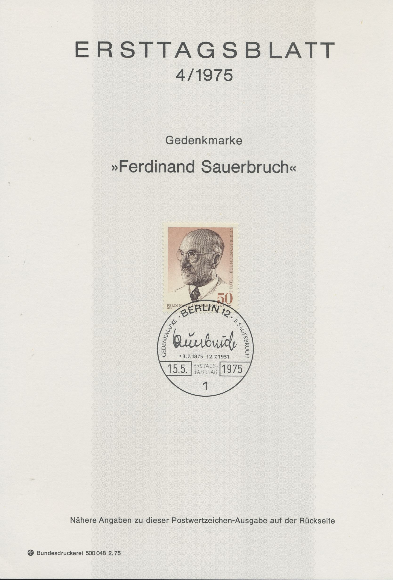 Berlin Ersttagsblätter Jahrgang 1975