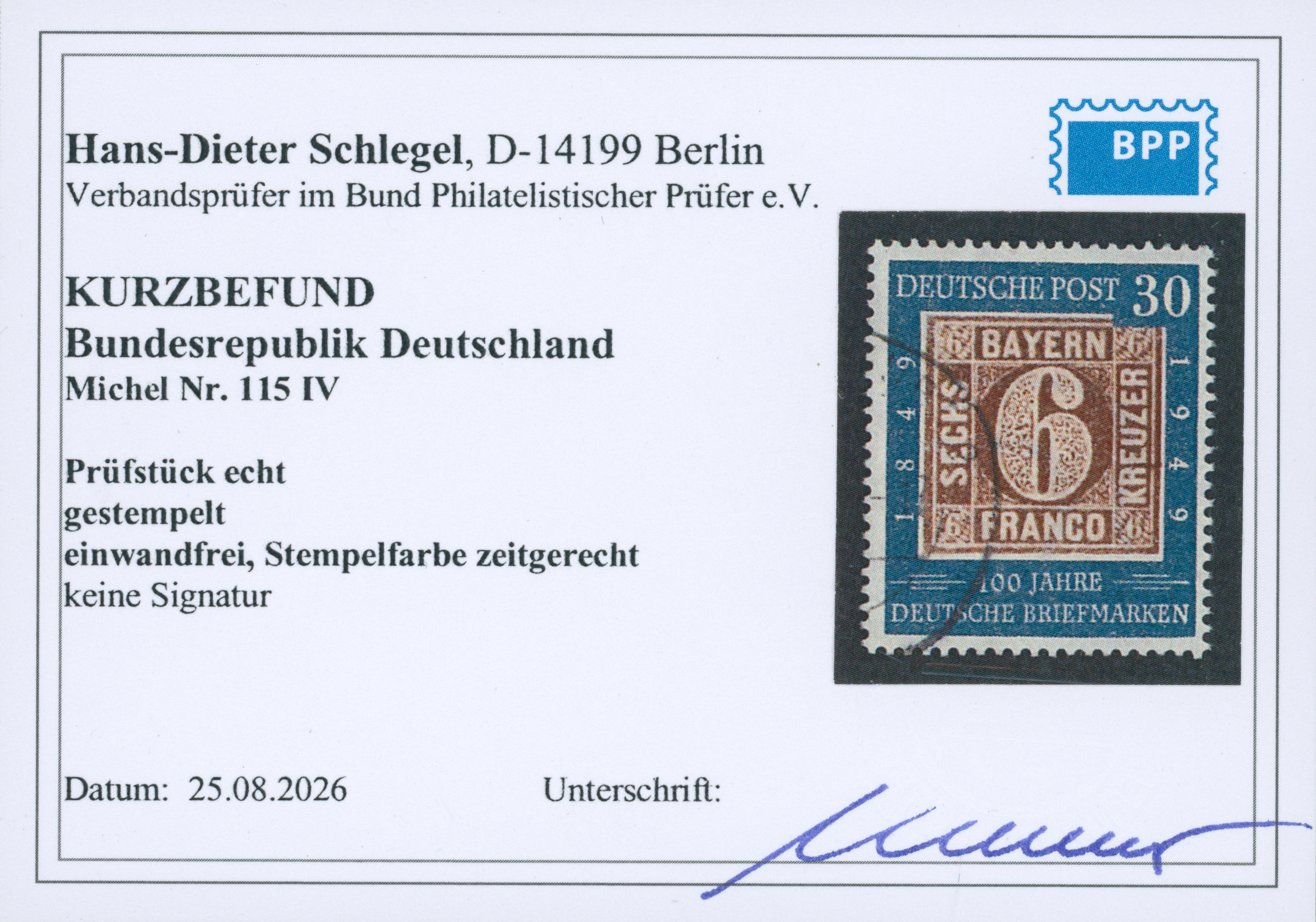 BRD 1949 MiNr. 115 IV