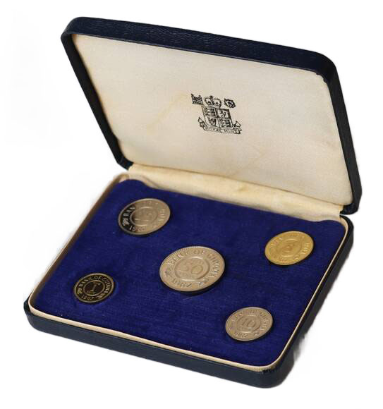 GUYANA Proofset 1967 mit acht Münzen