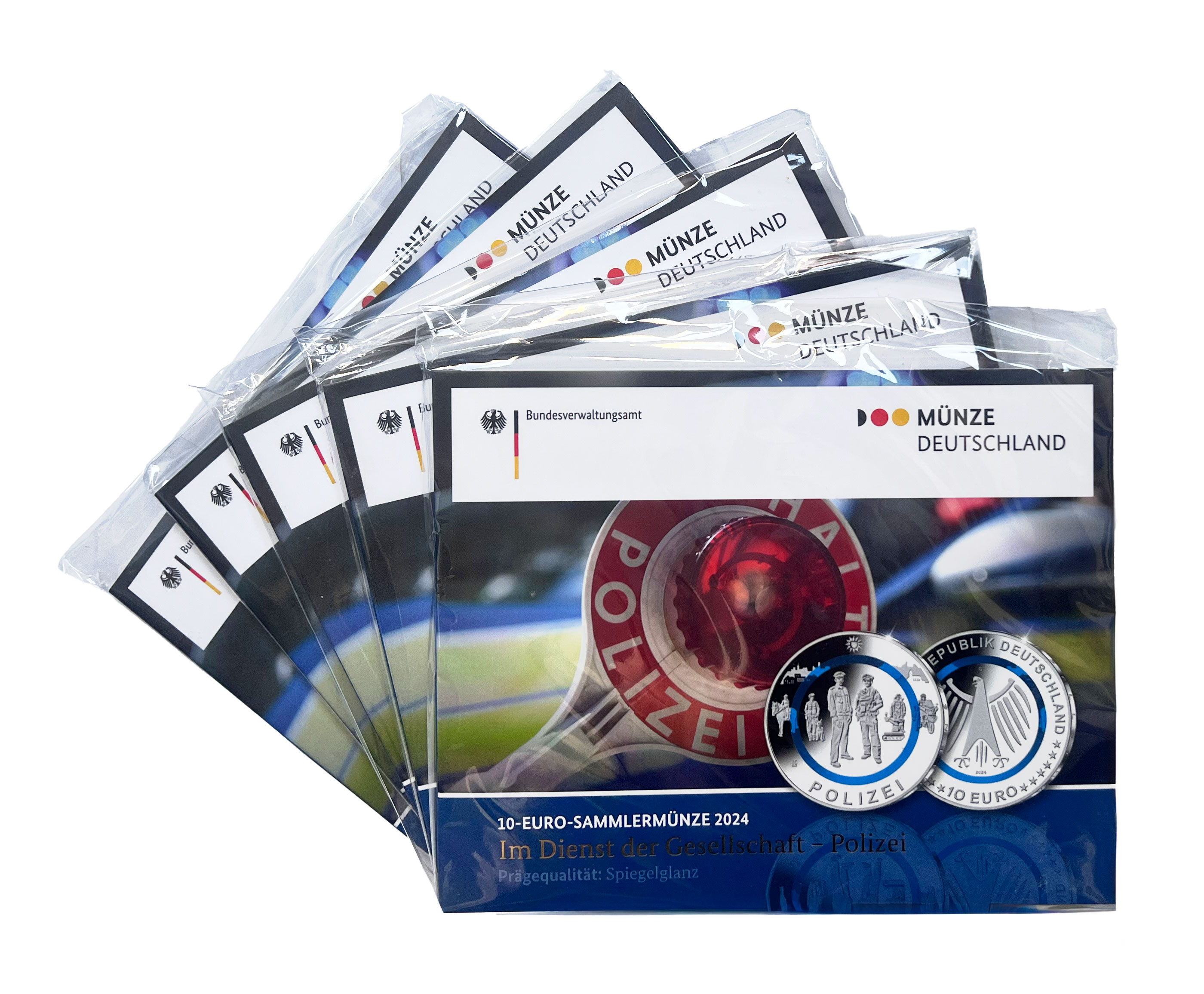BRD 2024 5 x 10 Euro Polymer Im Dienst der Gesellschaft - Polizei - PP