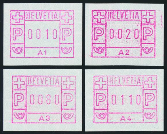 SCHWEIZ 1976 Automatenmarken 1 A 1-A 4