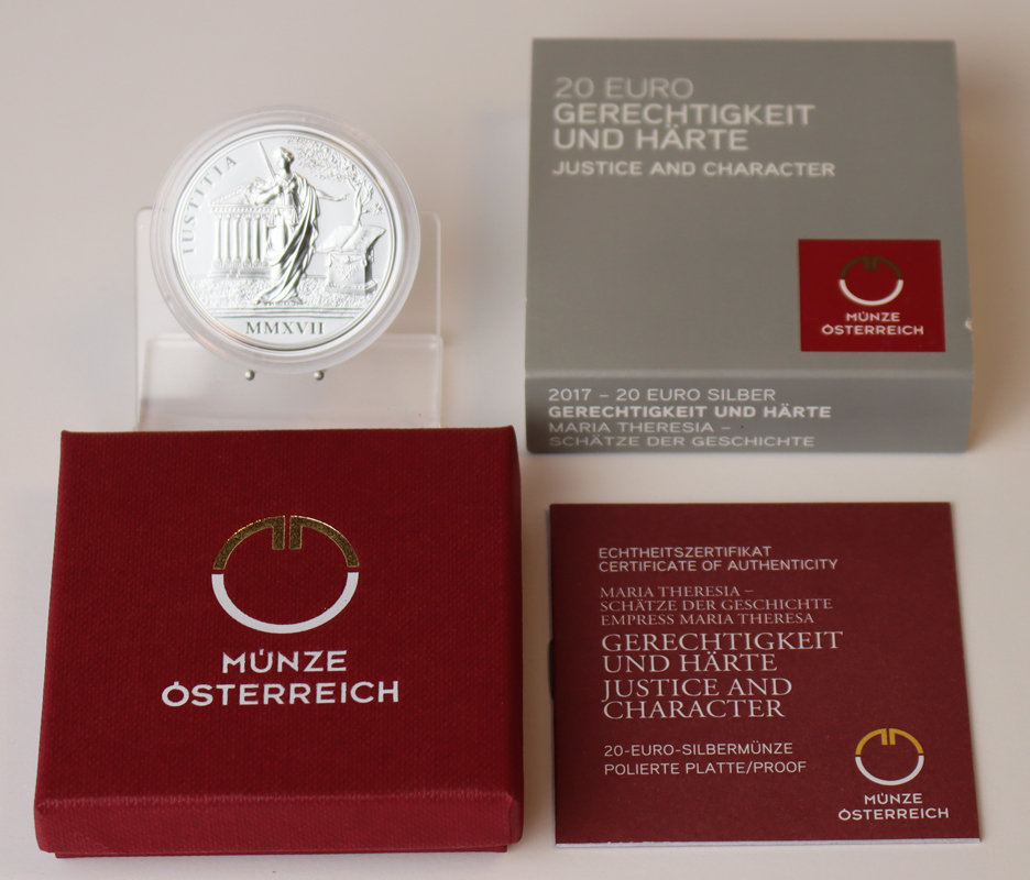 ÖSTERREICH 2017 20 Euro Gerechtigkeit und Härte PP