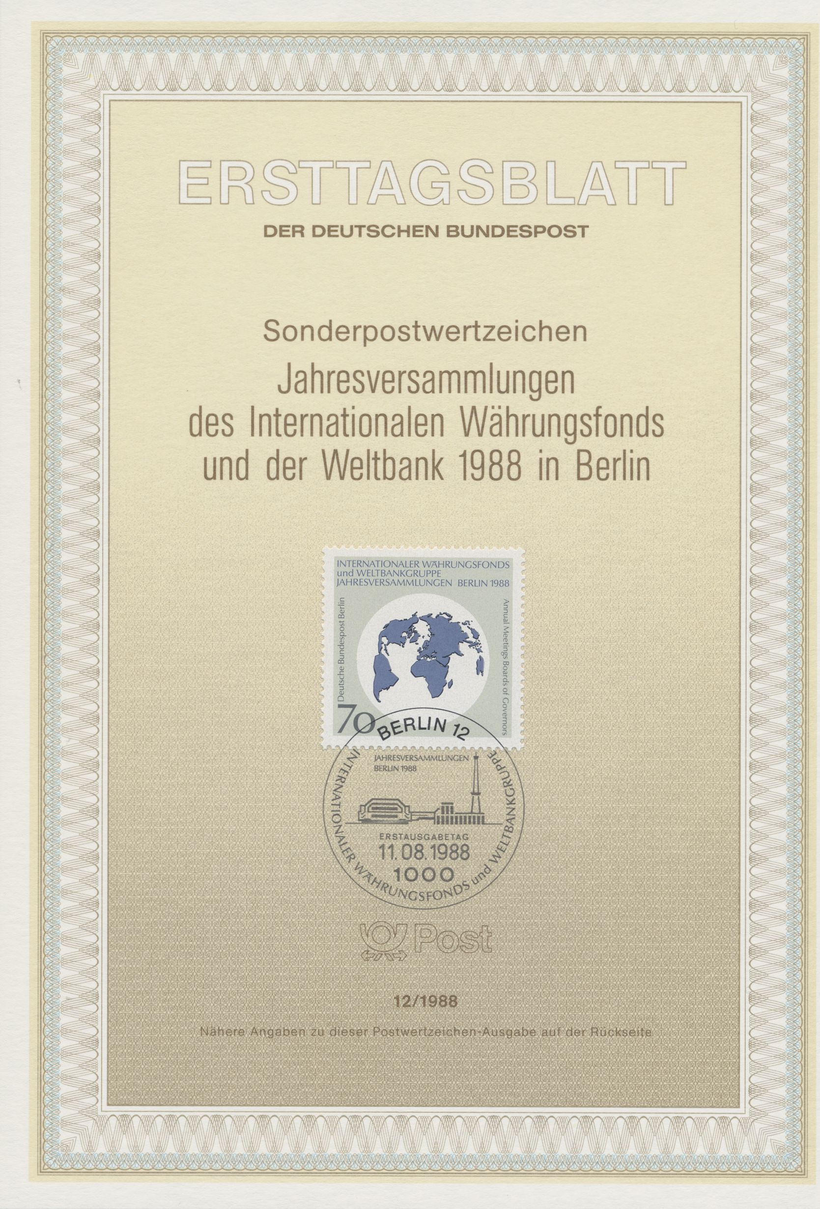 Berlin Ersttagsblätter Jahrgang 1988