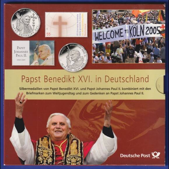 PAPST BENEDIKT XVI. IN DEUTSCHLAND zwei Feinsilber-Medaillen im Folder