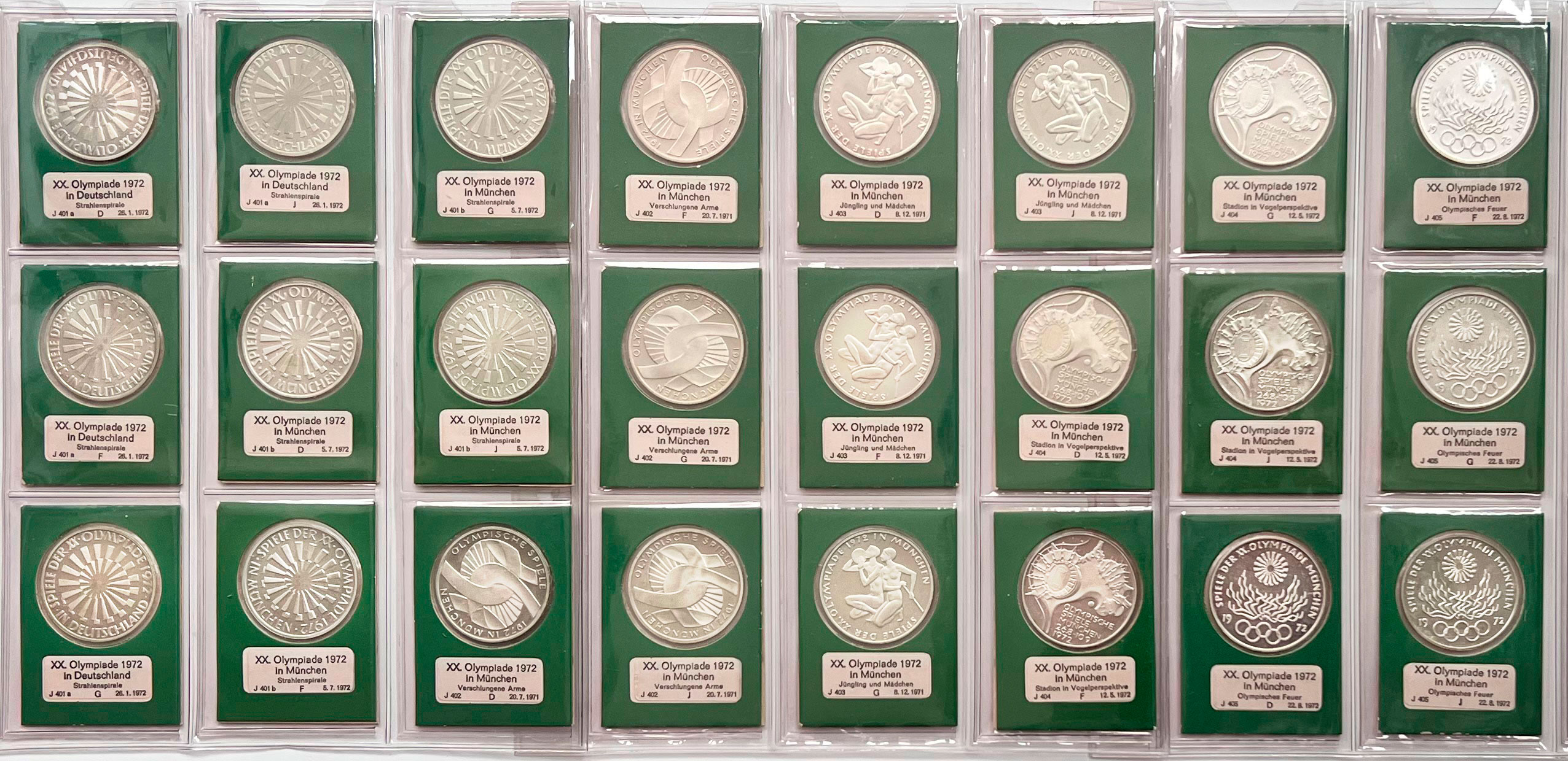 BRD 1972 24 x 10 DM Silber Olympische Spiele PP